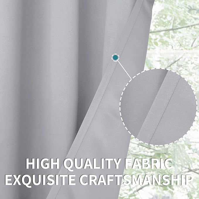 BGment Light Grey Short Curtains 30 Inches Length for Kitchen Bathroom - Rod Pocket Room Darkening Blackout Window Drapes for Basement Cafe Camper, 2 Panels, 42 x 30 Inch