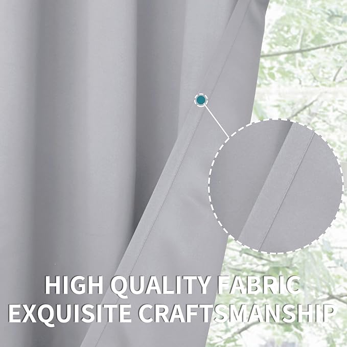 BGment Light Grey Blackout Curtains 45 Inches Length for Bedroom - Short Thermal Insulated Drapes with Rod Pocket Room Darkening for Living Room Window Privacy, 42 x 45 Inch, 2 Panels