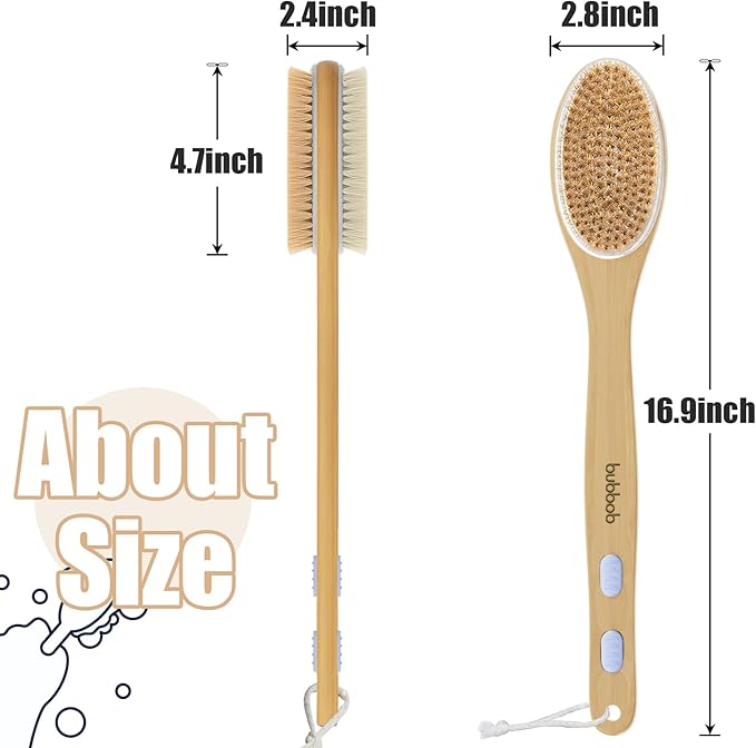 Back Scrubber for Shower,Bath Brush with Long Handle,Bath Brush Body Exfoliator for Wet or Dry Brushing,Men and Women (Blue)