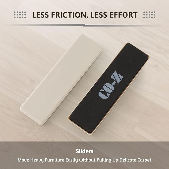 CO-Z Large Furniture Sliders - 8 Pack, 2 1/2" x 9" Rectangle Reusable Furniture Sliders for Carpet, Heavy-Duty Furniture Gliders Movers for Hardwood Floors, Plastic Moving Pads for Heavy Furniture