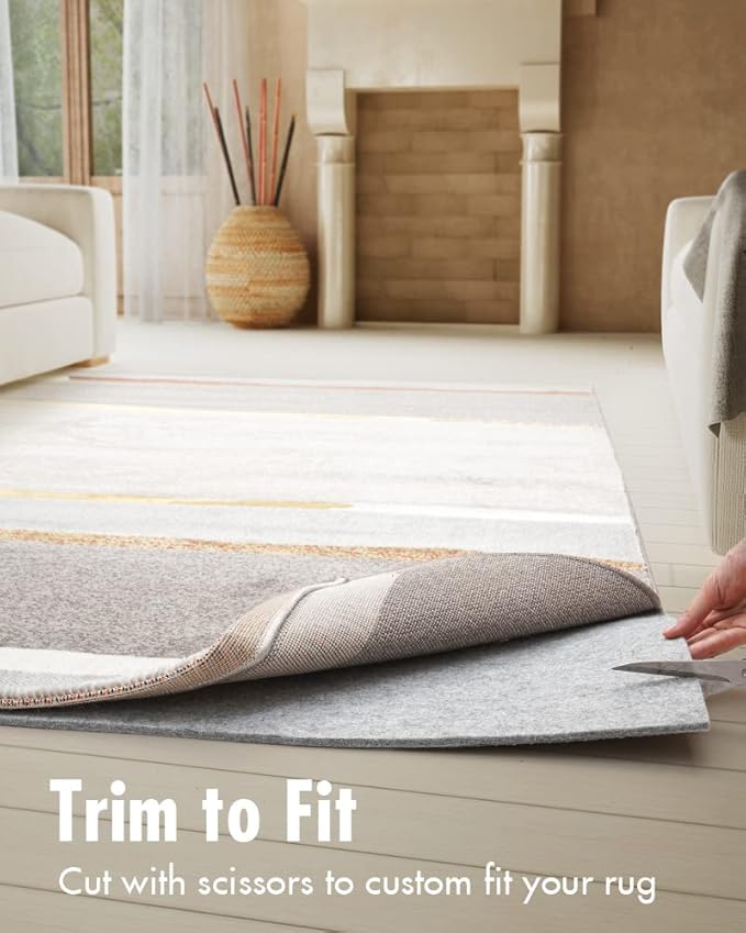 Non Slip Rug Pad Gripper - 2x12 Feet 1/8” Extra Thick Felt Under Rug for Runner Rugs and Hardwood Floors,Super Cushioned Non Skid Carpet Padding