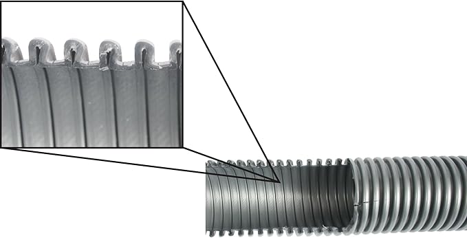 Cen-Tec Systems 30 Ft. Premium Shop Vacuum Extension Hose with 2 tank adapters and 1.25" curved end, Silver