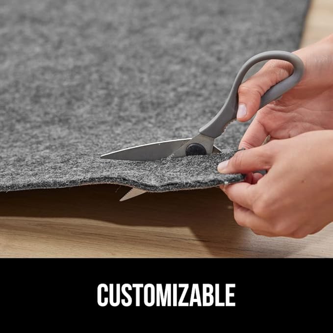 GORILLA GRIP Felt and Natural Rubber Stay in Place Slip Resistant Rug Pad, 1/4in Thick, 9x12 FT Protective Padding Under Area Rugs, Cushioned Gripper Pads, Carpet Runners, Hardwood Floors Protection