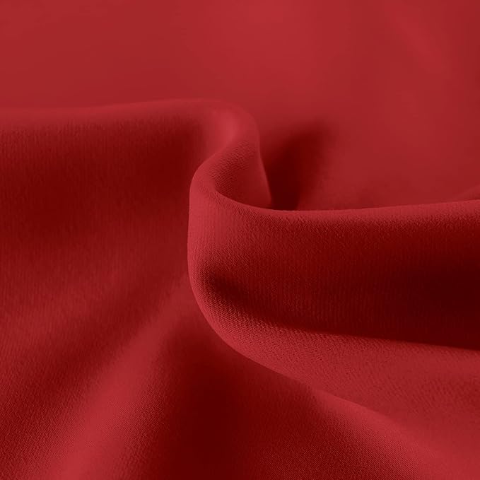DWCN French Door Curtains – Rod Pocket Thermal Blackout Curtain for Doors with Glass Window, Christmas, Kitchen and Patio Doors for Privacy, 25 X 40 Inches Long, 1 Curtain Panel with Tieback, Red