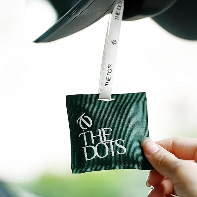 THEDOTS Series Car Air Freshener with 2 Adjustable Ribbons for Car Rearview Mirror, Sicilian Orange, 30 Days, Non-Toxic Fabric Sachet Gift (1 Pack)