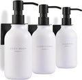 MaisoNovo Shampoo and Conditioner Dispenser - Shower Soap Dispenser Wall Mounted - 16.9 fl oz Set of 3 White Plastic Bottles Black Pump - 3 Chamber No Drill
