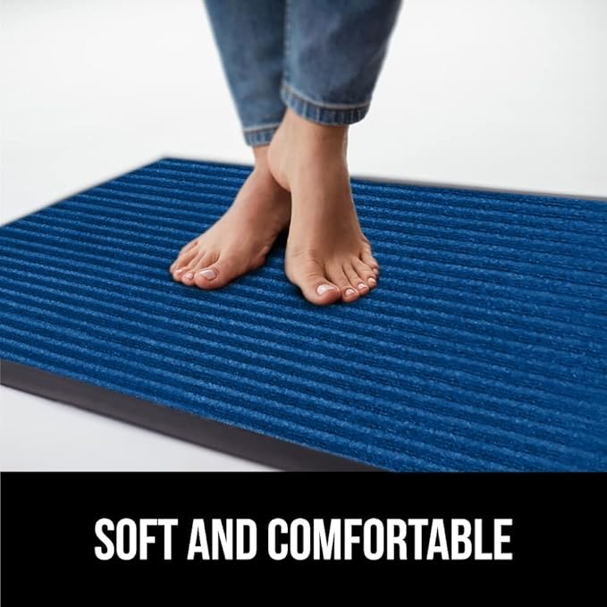 GORILLA GRIP Traffic Guard Door Mat, 70x24, Heavy Duty Welcome Mats, Commercial Office Space Doormat, Waterproof, Fade Resistant, Strong Rubber Backing, Low Profile, Shoe and Boot Scraper, Blue