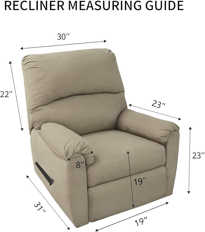 PureFit Reversible Quilted Sofa Cover, Water Resistant Slipcover Furniture Protector, Washable Couch Cover with Non Slip and Elastic Straps for Kids, Dogs, Pets (Small Recliner, Light Gray/Ivory)
