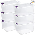 Sterilite 6 Pack 66 Quart ClearView Latch Box, Stackable Organizer Bins with Latching Lids - Clear Plastic Organization Containers for Closet, Bedroom, Shelving Units and Everyday Home Storage