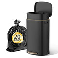 KUK 13 Gallon Kitchen Trash Can with Lid, 50L/13Gal Office Step Garbage Can for Home, Kitchen, Laundry Room, Office, Brushed Stainless Steel, Black