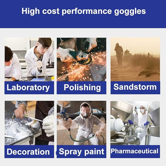 Super More 4PCS Anti-Fog Protective Safety Goggles Clear Lens Wide-Vision Adjustable Chemical Splash Eye Protection Soft Lightweight Eyewear