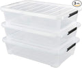 3-Pack Plastic Under bed Storage Box, Clear Latch Bin with Lid, 40 Quart