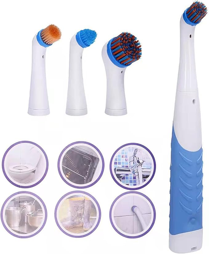Electric Cleaning Brush with 4 in 1 Multiple Brush Heads,Indoor Household Cordless Motorized Brush for Bathroom Toilet Kitchen Tile Crevice