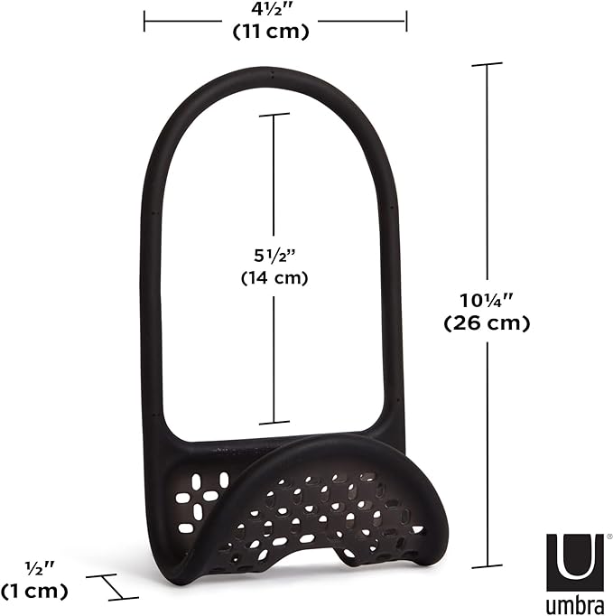 Umbra Sling Kitchen Sink Accessory, Single-Sided Sponge Holder, Black