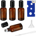 20ML Roller Bottles for Essential Oil, 4 Pack Empty Amber Glass Roller Bottle for Perfume Oil, Roll on Bottles with Stainless Steel Roller Balls, Opener, Funnel and Dropper