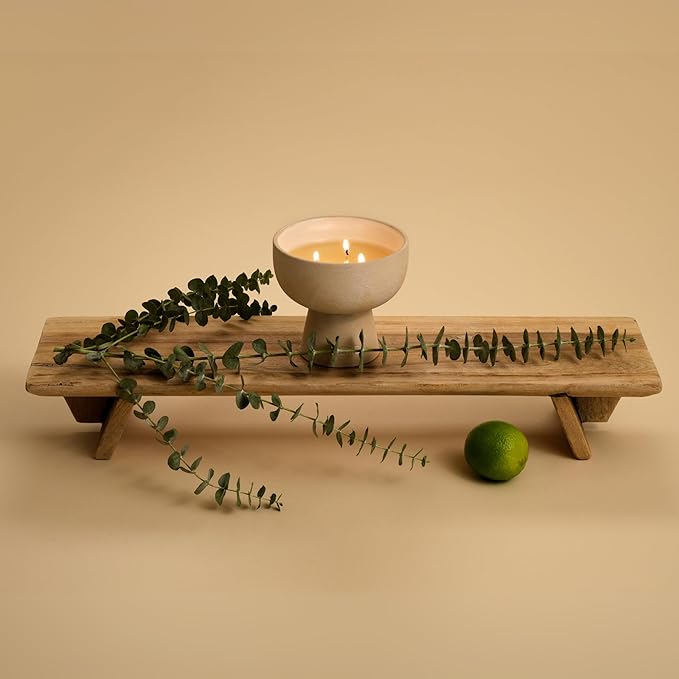 New BLUEME Wellness Candle Wax Refill, Contains Essential Oil, Sustainable, Hand Finished, Hand Poured, Premium, Luxury Ceramic, Natural Cotton Wick (24oz, Eucalyptus & Lime)