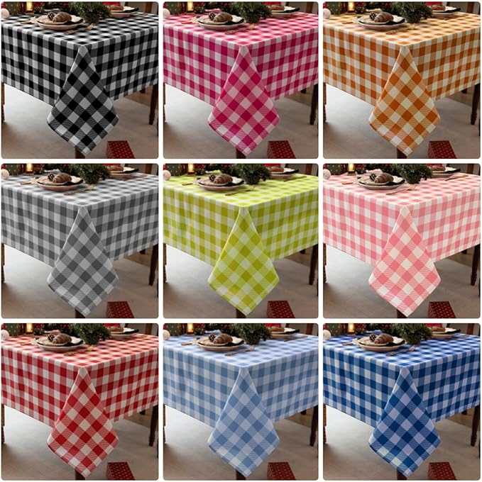 Waterproof Checkered Tablecloth Fabric - Rectangle 58x84 Inch Valentines Table Cloth for Indoor/Outdoor Use - Valentine's Table Cover for Kitchen, BBQs, and Parties