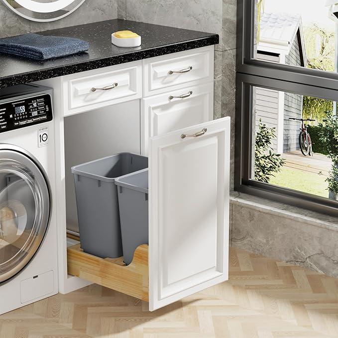 ROOMTEC Lightweight and Durable Slim Trash Can, Wastebaskets for Office, Workspace, Kitchen, Bathroom