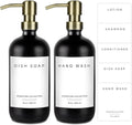 Emerson Soap Dispenser, Dish Soap Dispenser for Kitchen, Soap Dispenser Bathroom Set - Hand Soap Dispenser, Kitchen Soap Dispenser Set, Glass Soap Dispenser with Pump and Labels - 16 Oz, 2 Pack