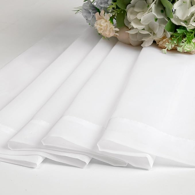 Chyhomenyc White Sheer Curtains 63 Inch Length 2 Panels Set, Light Filtering Rod Pocket Window Curtain Treatment Drapes for Bedroom Living Room, Each 42Wx63L, Set of 2, White