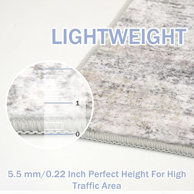 IOHOUZE Abstract Runner Rug 3x20 Ft Extra Long Washable Runners for Hallways, Non Slip Kitchen Runner Printed Faux Wool Entryway Runner Indoor, Modern Abstract Floor Carpet for Hall Stair, Grey Beige