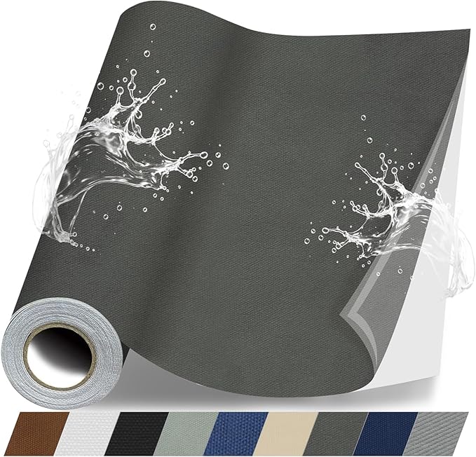 Fabric Repair Patches, 17X79 Inch Canvas Self-Adhesive Fabric Patches Tape Durable, DIY Large Canvas Repair for Sofa, Couches, Furniture, Chair, Clothing （17X79 Inch, Dark Grey）