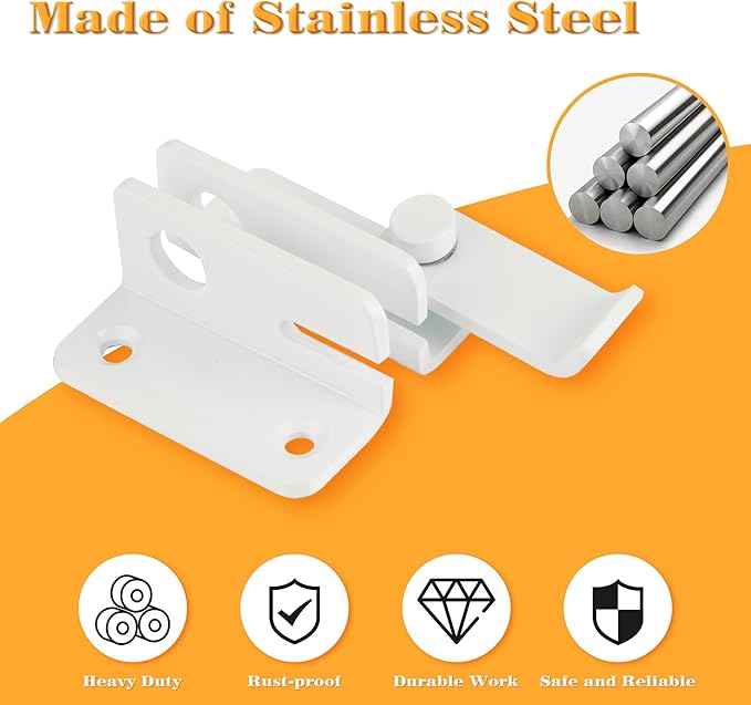 Alise Flip Latch Gate Latch White Shed Lock Shed Latch Barn Door Lock Locking Latches for Barn Fence Cabinet Garden Garage Window Pet Dog Cage,Stainless Steel Shed Door Latch Barn Door Lock,S-Size