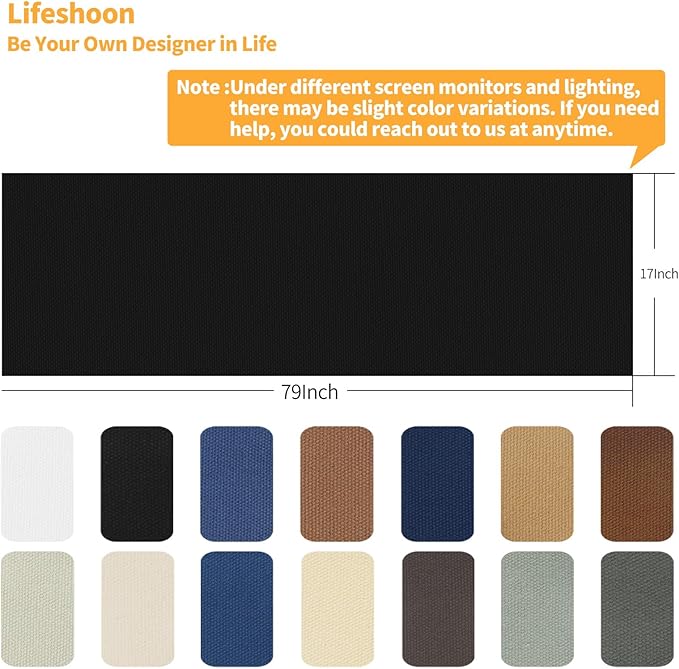 Fabric Repair Patches, 17X79 Inch Canvas Self-Adhesive Fabric Patches Tape Durable, DIY Large Canvas Repair for Sofa, Couches, Furniture, Chair, Clothing （17X79 Inch, Beige）