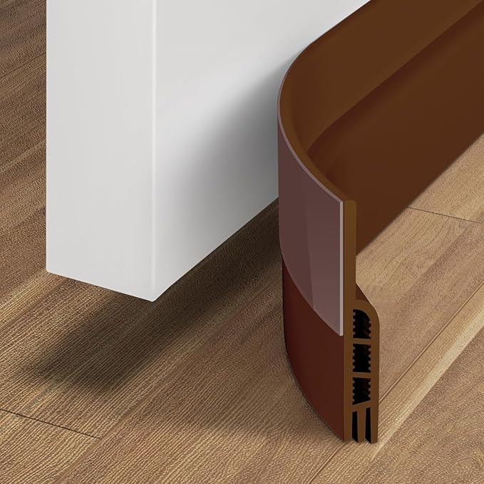 Holikme Door Draft Stopper Under Door Draft Blocker Insulator Doors Sweep Weather Stripping Noise Stopper Strong Adhesive, Brown