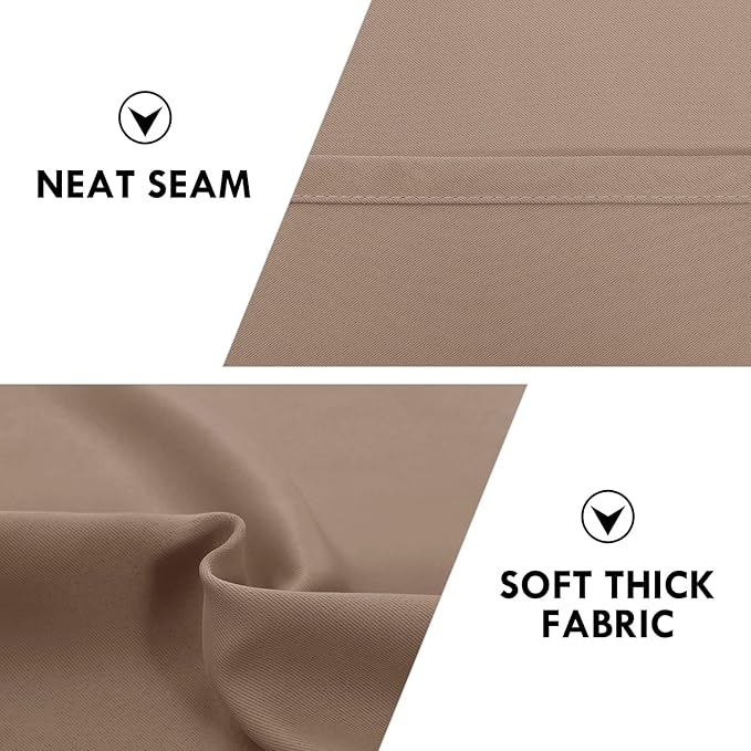 DWCN Blackout Curtains Room Darkening Thermal Insulated Bedroom Curtains Window Curtain Panels, 42 x 63 inches Long, Set of 2 Khaki Rod Pocket Drapes