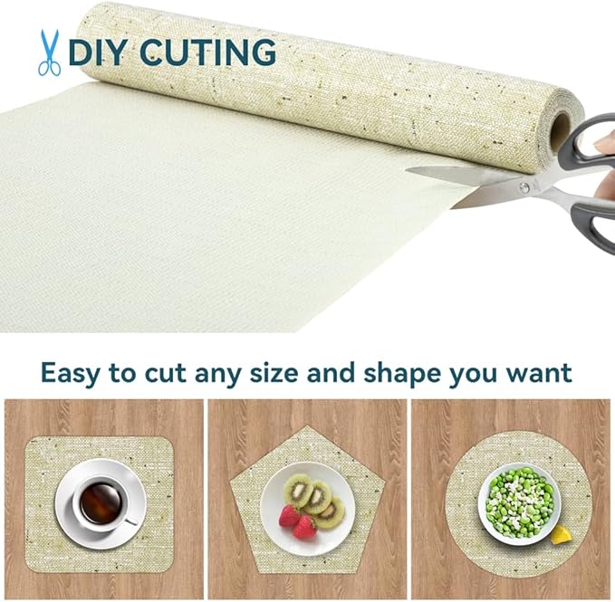 Shelf Liner 18" W x 96" L Cabinet Liners Non Adhesive, Drawer Liners Non Slip Kitchen Mat Waterproof Oil-Proof for Kitchen Cabinet, Shelves, Refrigerator, Storage, Easy to Trim