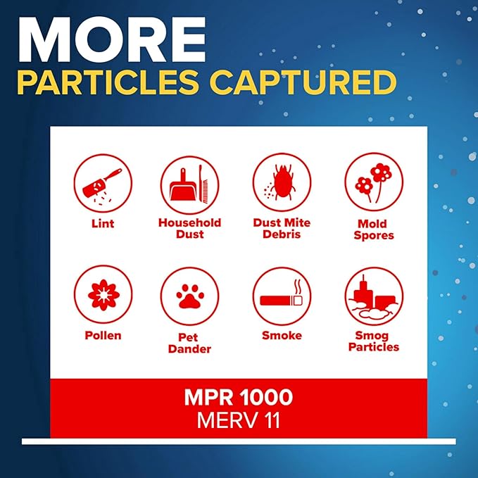 Filtrete 18x24x1 AC Furnace Air Filter, MERV 11, MPR 1000, Micro Allergen Defense, 3-Month Pleated 1-Inch Electrostatic Air Cleaning Filter, 4 Pack (Actual Size 17.81x23.81x0.81 in)