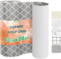 OcePor Non-Adhesive Drawer and Shelf Liner 12IN x 20FT，Non Slip Cabinet and Cupboard Liner, Kitchen Cabinet Liners for Shelves, Waterproof Drawer Shelf Liners for Cabinets/Bathroom Cupboard