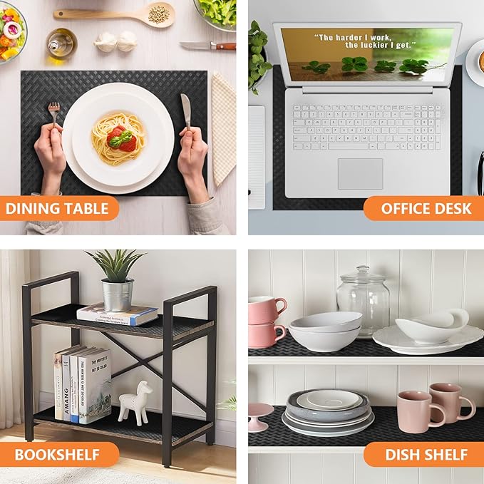 Shelf Liners for Kitchen Cabinets Refrigerator Liners Waterproof & Oil-Proof Kitchen Cupboard Liner Non-Slip Drawer Mats EVA Material Non Adhesive Fridge Liner for Shelves -Black 17.5 x 393.7 Inches