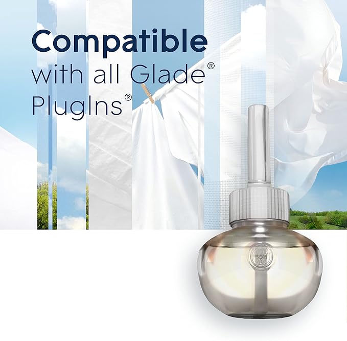 Glade PlugIns Refills Air Freshener, Scented and Essential Oils for Home and Bathroom, Clean Linen, 6.7 Fl Oz, 10 Count (Packaging May Vary)