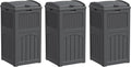Greesum 33 Gallon Outdoor Trash Can with Lid, Waterproof Resin Garbage Bin for Hideaway, Deck, Patio, 3 Pack, Gray
