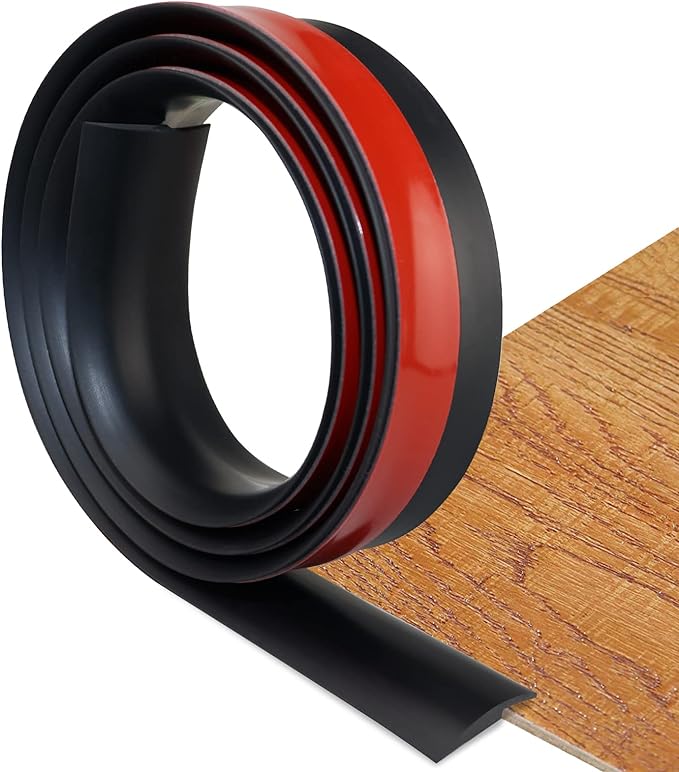 Floor Transition Strip Self Adhesive Carpet & Flooring Transitions Edging Trim Strip PVC Threshold Transitions Suitable for Threshold Height Less Than 5mm (3.3Ft, Black)