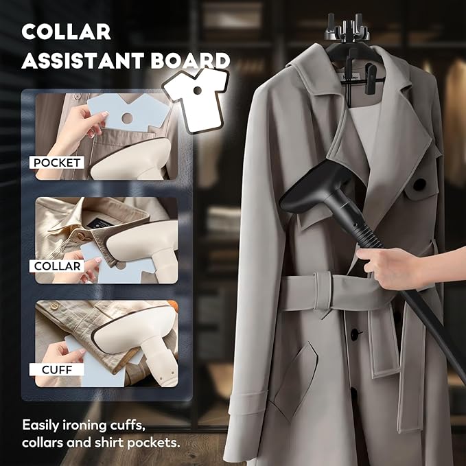 CGOLDENWALL Commercial Standing Garment Steamer for Clothes 1500w Continuous 70 mins Powerful Steam, 30s Fast Heat-up, Includes Fabric brush, Ironing pad, Gloves,Trouser Clips
