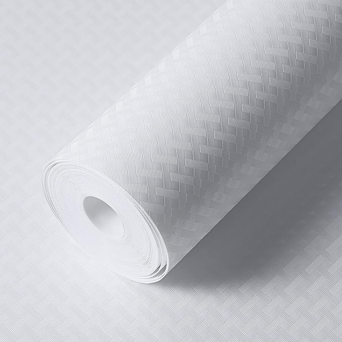Shelf Liner for Kitchen Cabinets White Liner Waterproof & Oil-Proof Refrigerator Liners Cupboard Liner EVA Material Drawer Mats Non Adhesive Fridge Liner 17.5 x 157.4 Inches