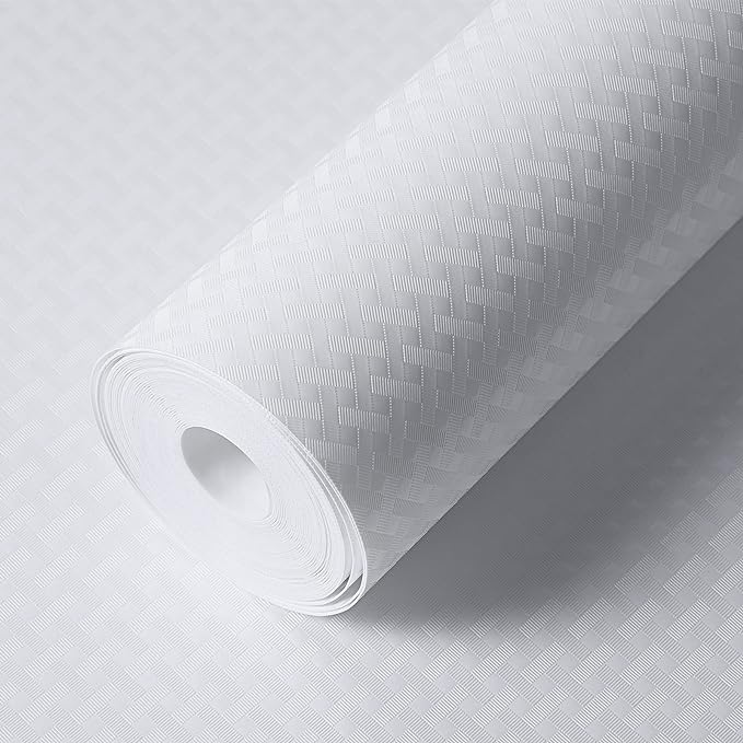 Shelf Liners for Kitchen Cabinets Refrigerator Liners Waterproof & Oil-Proof Kitchen Cupboard Liner Non-Slip Drawer Mats EVA Material Non Adhesive Fridge Liner for Shelves -White 17.5 x 393.7 Inches