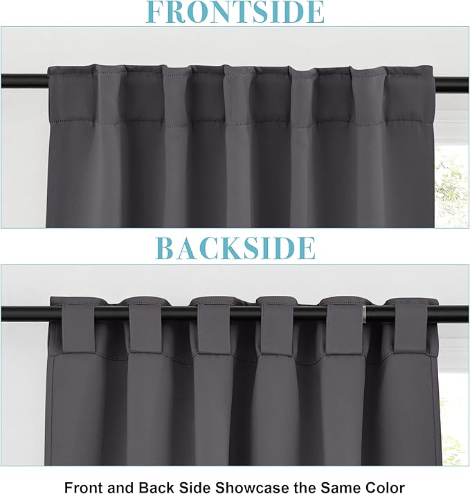RYB HOME Blackout Curtains 80 inches Long Thermal Insulating Large Window Curtains for Living Room Sliding Glass Door Dining Home Office Backdrop, Grey, W 42 x L 80 per Panel, 2 Panels