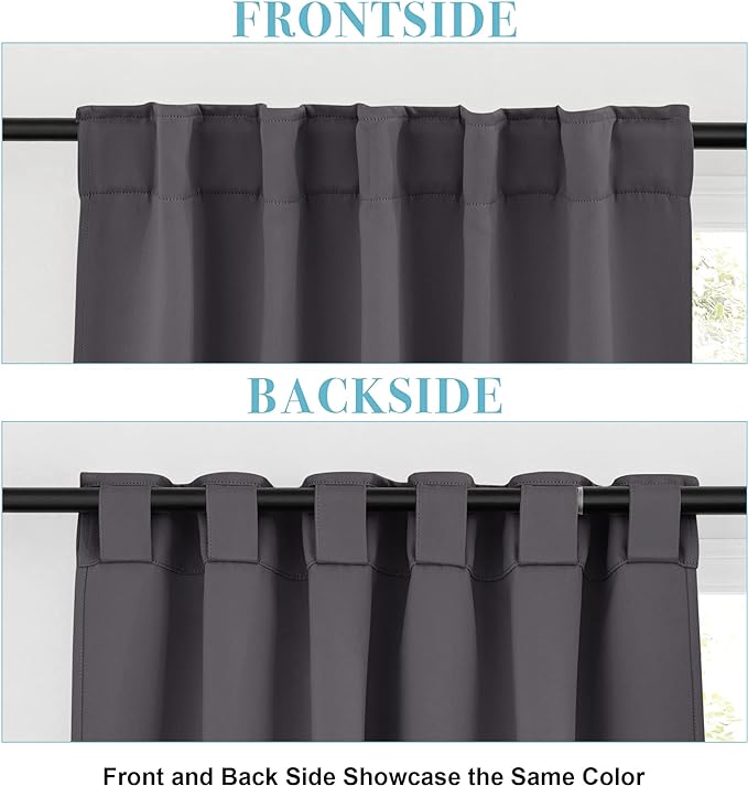 RYB HOME Small Window Curtains - Blackout Insualting Privacy Curtains for Kids Bedroom Kitchen Bathroom Basement Cafe Cabinet Tiers Drapes, 34 Width x 30 Length, 2 Panels, Grey
