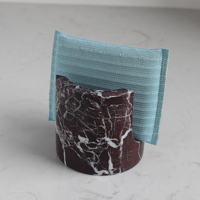 Natural Rosa Levanto Marble Sponge Holder for Kitchen Counter, Drying Rack, Sponge Caddy for Sink Organizer