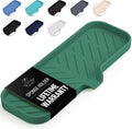 Zulay Kitchen Large Silicone Sponge Holder (12x4) – Flexible Sink Organizer Tray for Kitchen & Bathroom – Multipurpose Soap Dish for Sponges, Makeup, Trinkets & More (Pine Green)