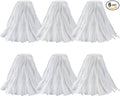Matthew Cleaning Looped-Open Disposable Industrial Wet Mop Head 1.25'' Universal Headband Non-Woven Commercial Replacement for Indoor & Outdoor Use, Floor Cleaning String Mop Refill 6 Pack