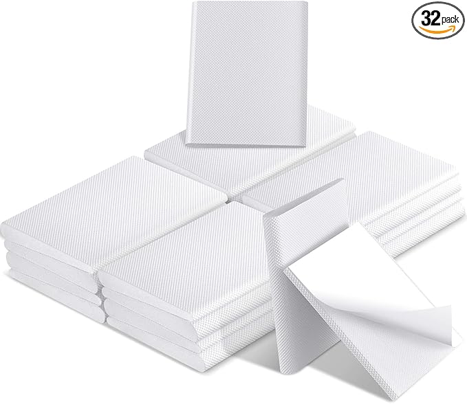 Zonon 32 Pieces Door Corner Seal Weatherstripping Exterior Door Frame Seal Draft Stopper Adhesive Corner Pads for Weather Stripping and Draft Protection (White)