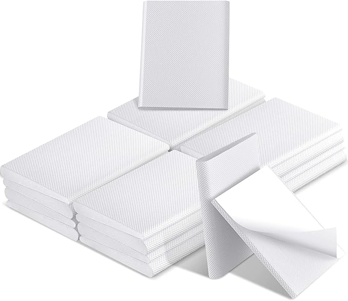 Zonon 64 Pieces Door Corner Seal Weatherstripping Exterior Door Frame Seal Draft Stopper Adhesive Corner Pads for Weather Stripping and Draft Protection (White)