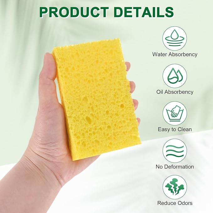 1-Set Kitchen Sponges, Condense Eco Cellulose Non-Scratch Scrub Heavy Sponge for Kitchen/Household/Bathroom, Clean Tough Messes Dish Scrubber [Multicolor]