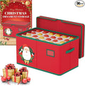 Christmas Ornament Storage Box Red Christmas Decoration Storage Containers 600D Oxford fabric Ornament Organizer Storage Box Fit 96 3 inch Holiday Ornaments Christmas Decor Storage Container
