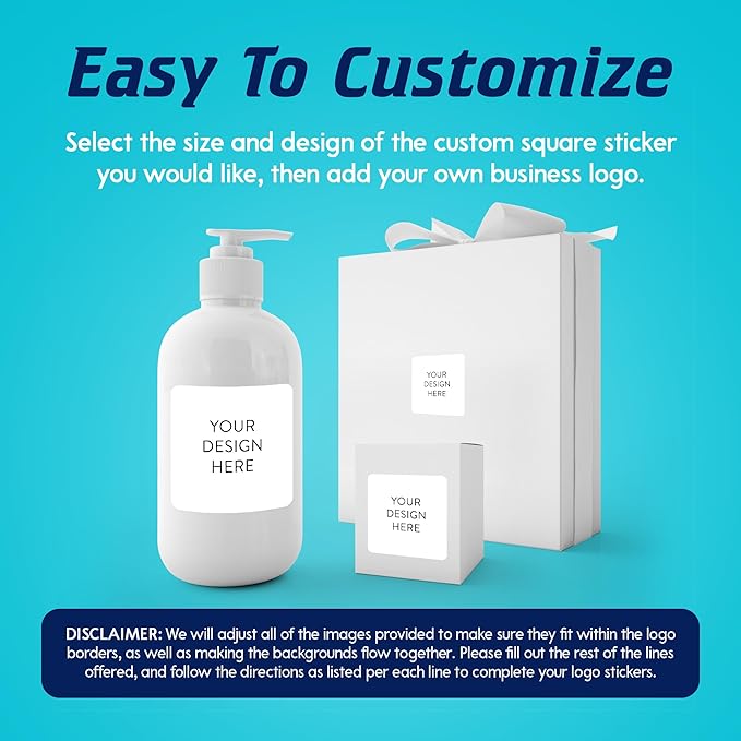 5-1000 Custom Vinyl Stickers - Upload Your own Image, Text, Design, Logo - Personalized Logo Labels for Handmade, Packaging, Bottle, Jars, Candle, Brand Stickers (White, 1.5x1.5 Square)